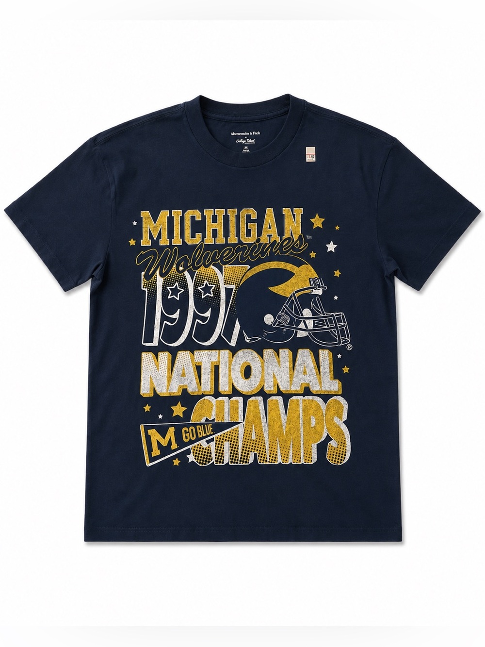 Abercrombie & Fitch Navy and Gold Michigan Wolverines Graphic Tee